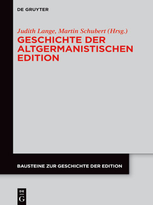 cover image of Geschichte der altgermanistischen Edition